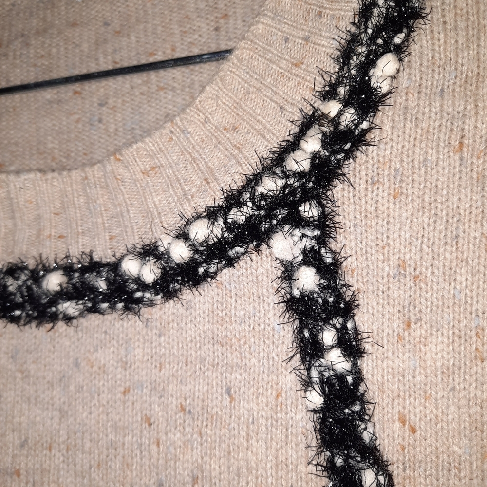 SEE BY CHLOÈ Wool Knit Dress Jumper Mini Dress Pockets Tan Black White Sparkle - Picture 7 of 9